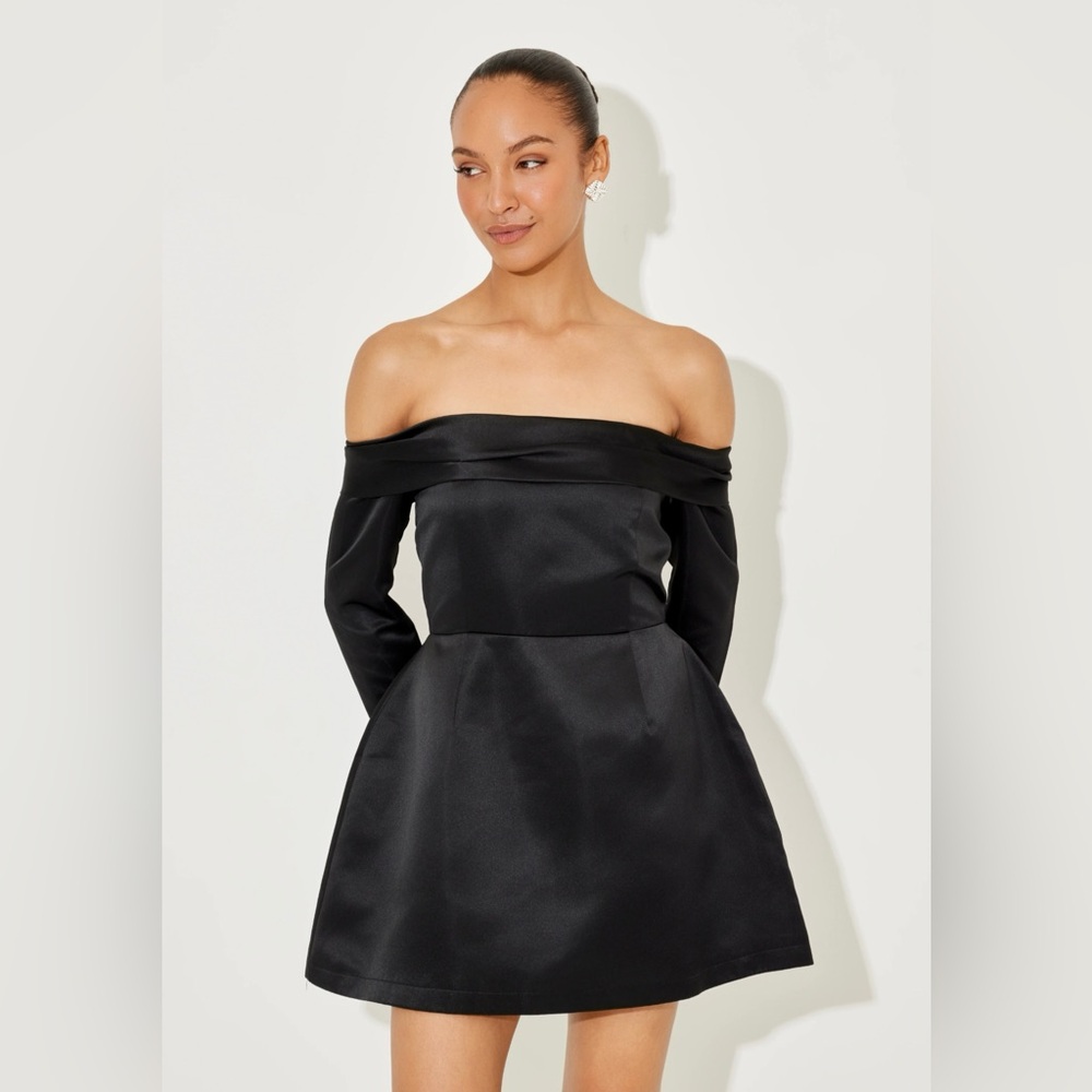 The Ultimate Muse Satin Bardot Mini Dress